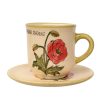 Kaffeetasse und kleiner Teller Klatschmohn Papaver Rhoeas