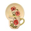 Kaffeetasse und kleiner Teller Klatschmohn Papaver Rhoeas