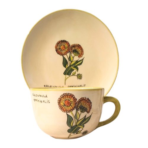 Jumbo Tasse und Frühstücksteller Ringelblume