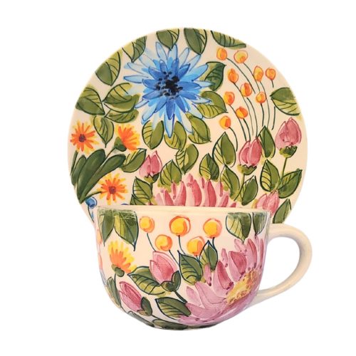 Jumbo Tasse und Frühstücksteller blume FL002