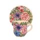 Kaffeetasse und kleiner Teller blume FL004