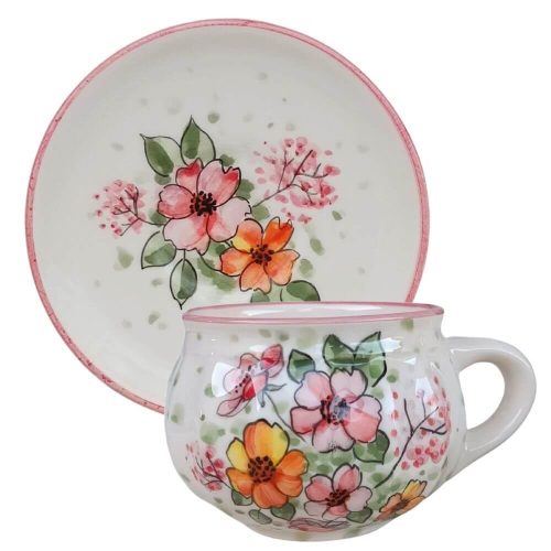 Töpfchen Tasse und Frühstücksteller Hundsrose Wildblume motive