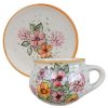 Töpfchen Tasse und Frühstücksteller Hundsrose Wildblume motive