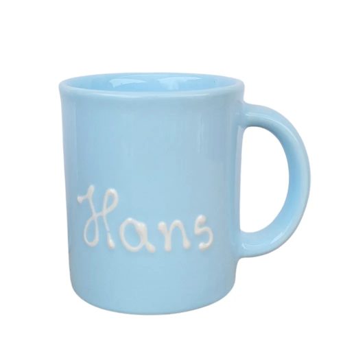 Pastellblaue Standard Tasse mit Namensschriftzug