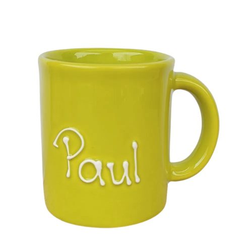 Neongrüne Standard Tasse mit Namensschriftzug