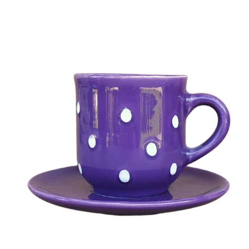 Kaffeetasse mit kleinem Teller Lila