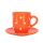 Kaffeetasse mit kleinem Teller Orange