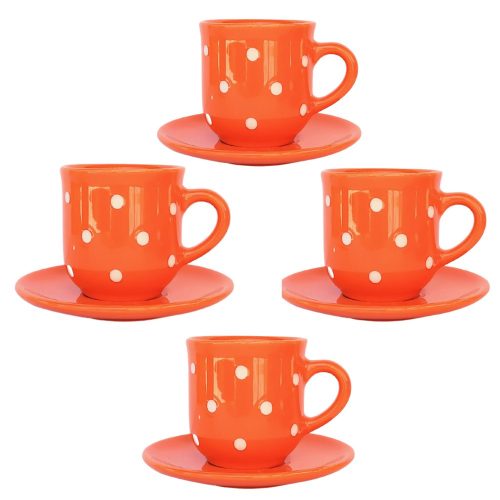 Kaffeetasse mit kleinem Teller 4-teilig Orange 