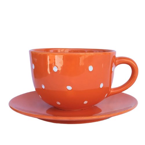 Jumbo Tasse und Frühstücksteller Orange