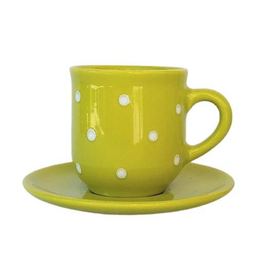 Kaffeetasse mit kleinem Teller Neongrün