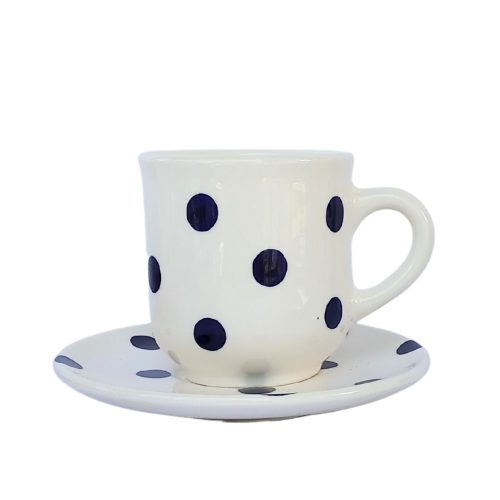 Kaffeetasse und kleiner Teller Blau/getupft