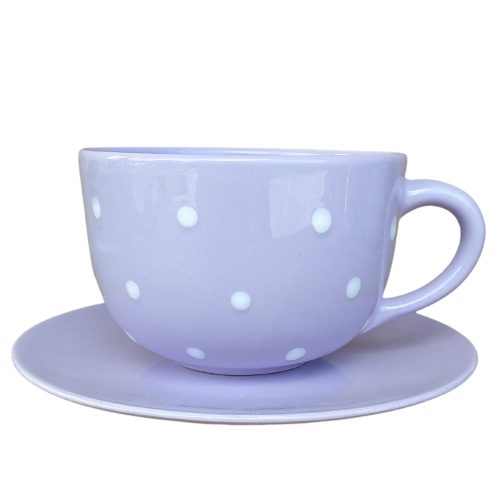 Jumbo Tasse und Frühstücksteller Pastell-Lila