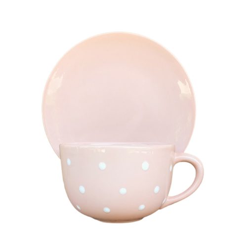 Jumbo Tasse und Frühstücksteller Pastellrosa