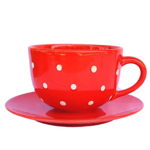 Jumbo Tasse und Frühstücksteller Rot