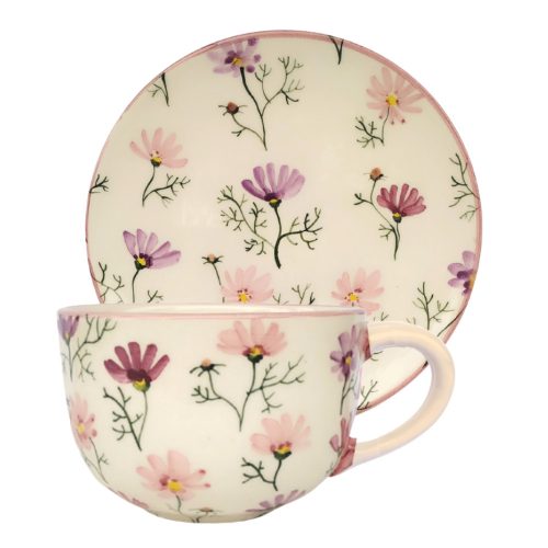 Jumbo Tasse und Frühstücksteller Sommerblume