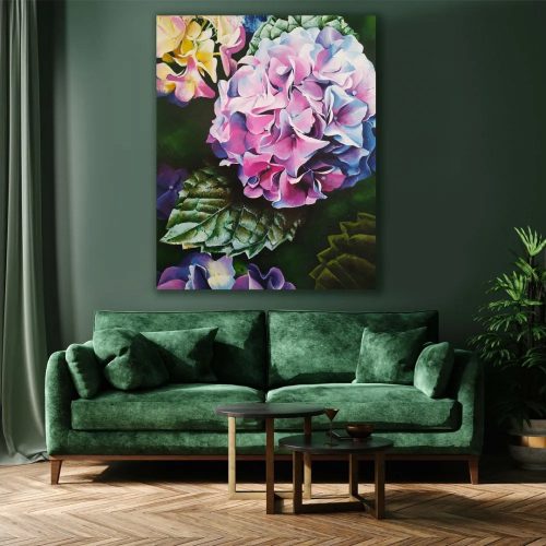 Hortensie - Gemälde auf Leinwand mit Acryl