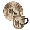 Kaffeetasse und Teller lustigen Hund und Paar VK030